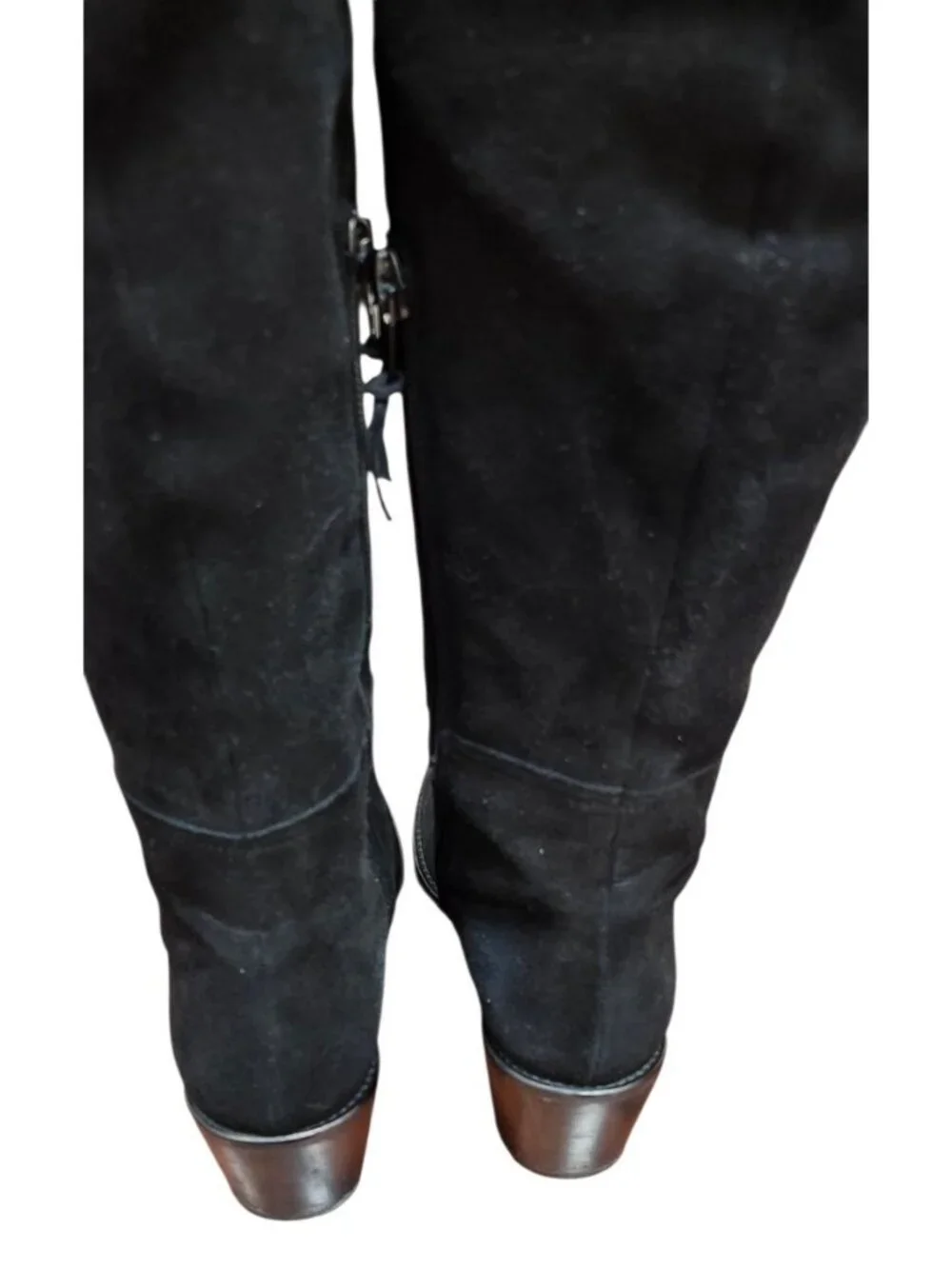 Stuart Weitzman 5.5 M Black Suede Over The Knee Boots Low Heel Tall Zip OTK